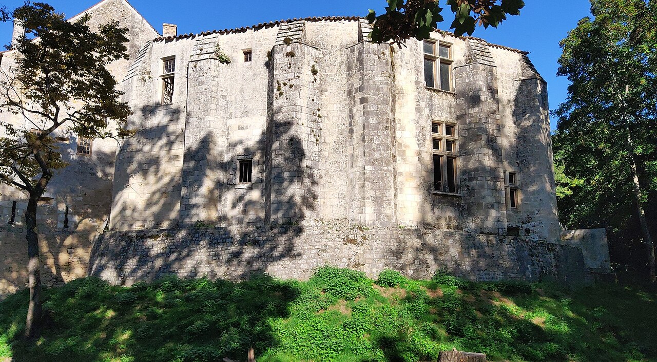 Le château de Pisany, forteresse féodale circulaire du XIIe siècle cernée de douves sèches en Charente-Maritime